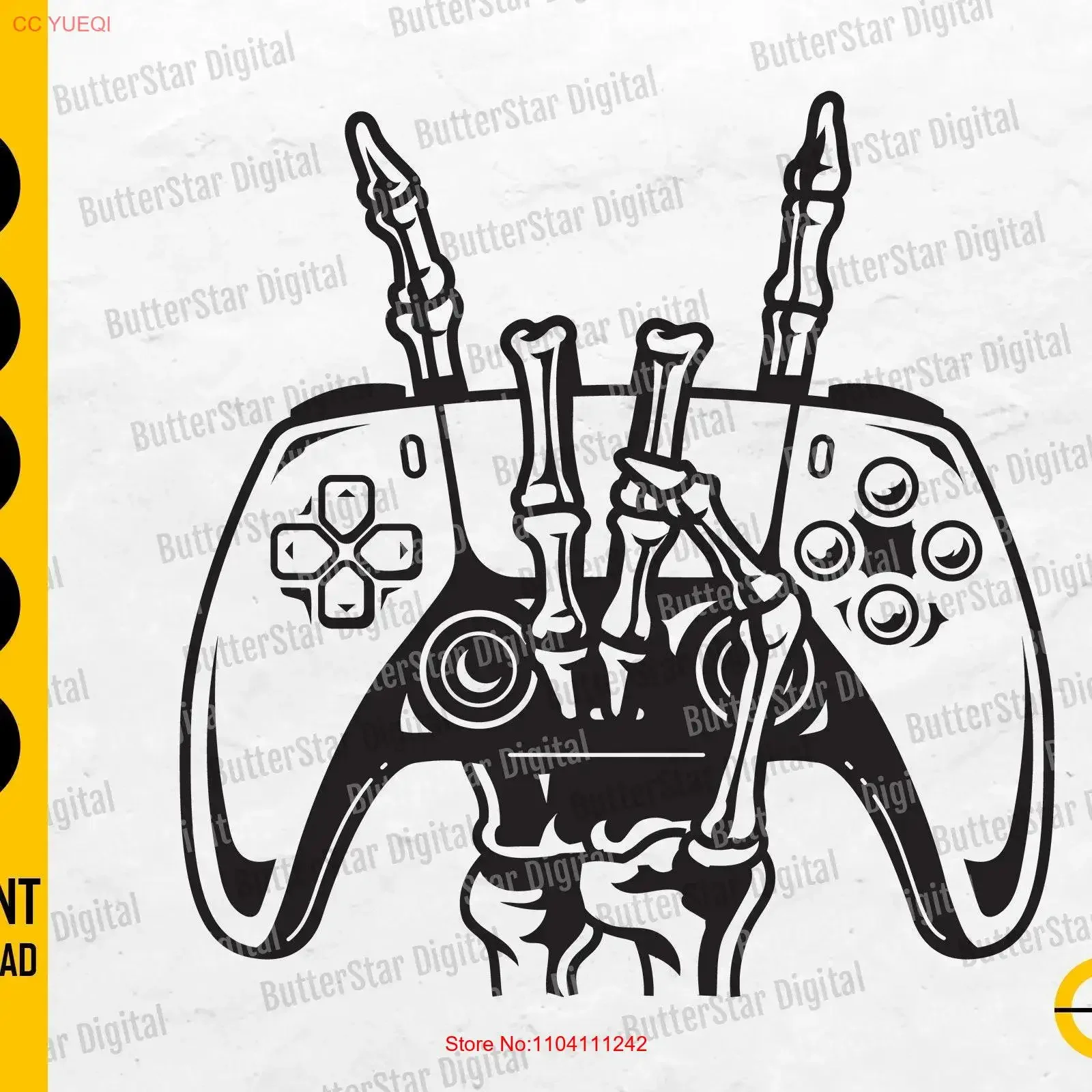 Skeleton Controller SVG Joystick Video Gamer T Shirt Decal Sticker Decor Cricut Cutting File Clipart Vector Digital Dxf Png