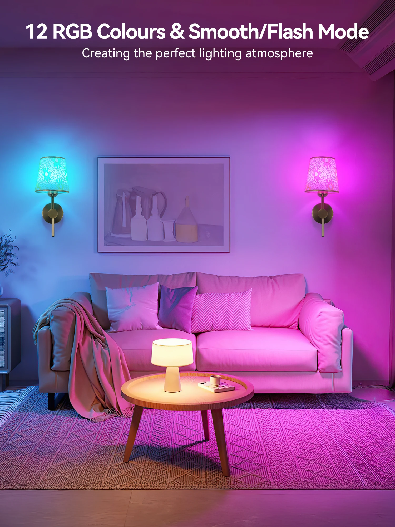 Настенный светильник с батарейным питанием, перезаряжаемый беспроводной настенный светильник, регулируемая яркость 12 RGB и 3Cct, настенный светильник с пультом дистанционного управления, для спальни, гостиной, коридора