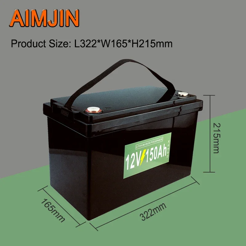 12V Lithium Iron Phosphate Cell 150Ah Ultra-large Capacity LiFePO4 Battery Built-in BMS For Golf Cart Outdoor Camping Solar Stor