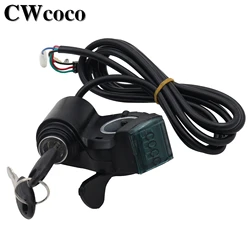 Electric Bicycle Thumb Throttle Voltmeter Digital Voltage Display Red Screen Lock Speed Control Electric E-Bike Turning Handle