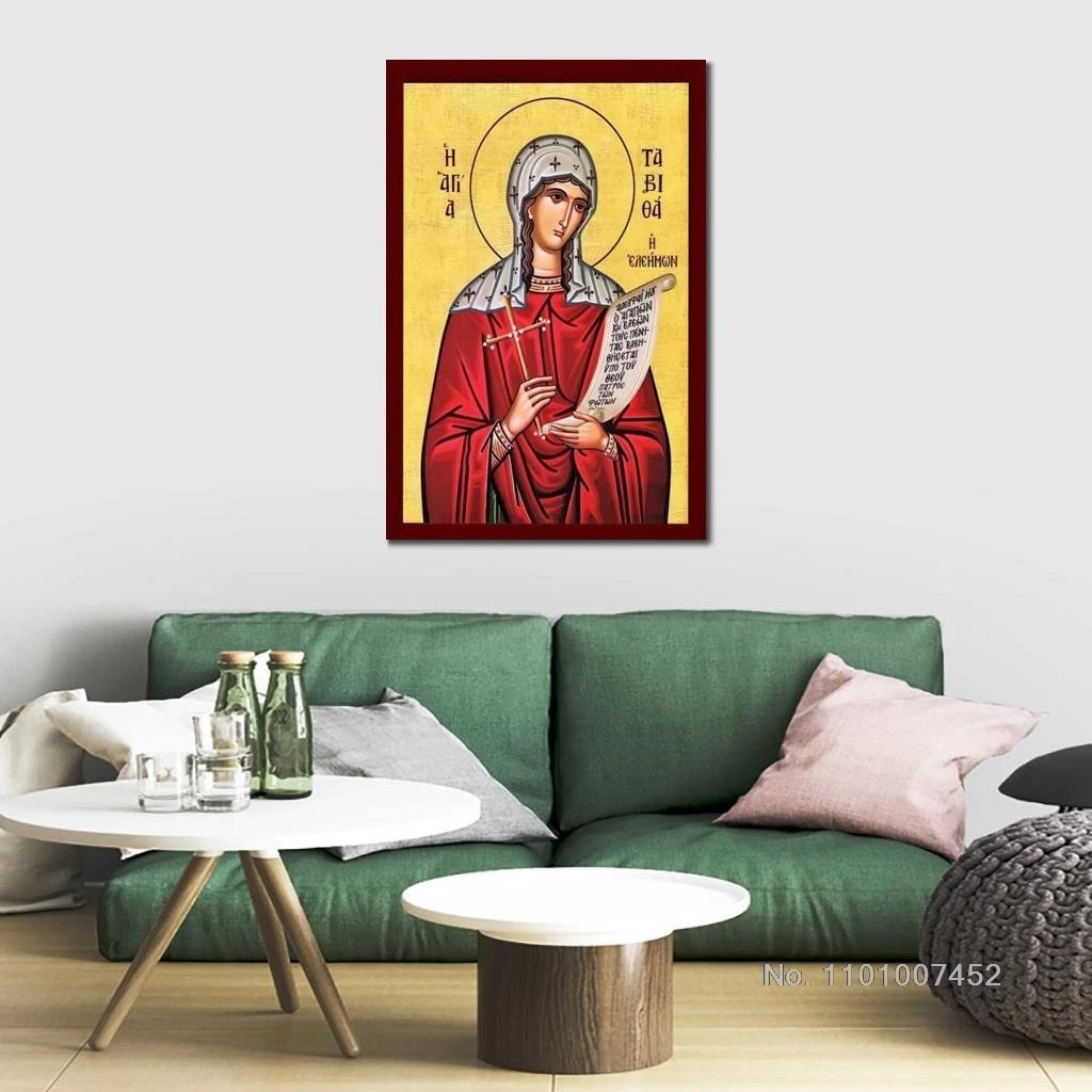 Greek Orthodox Large Canvas Prints Saint Tabitha Religious Wall Art HD Printing Posters Byzantine Picture for Dining Room Decor