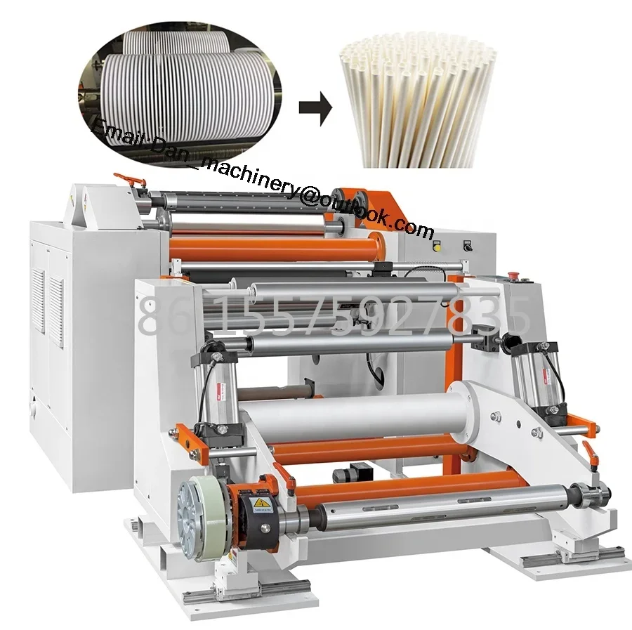 High quality paper straw slitting machine, jumbo rolling paper cutting machine