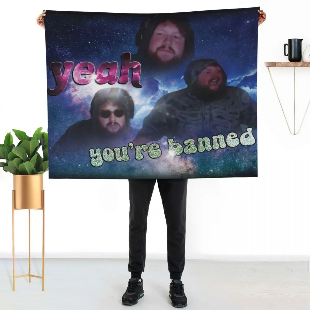 Caseoh banned me and all I got was this shirt Throw Blanket Cozy Warm Blanket for Bed Room Decor
