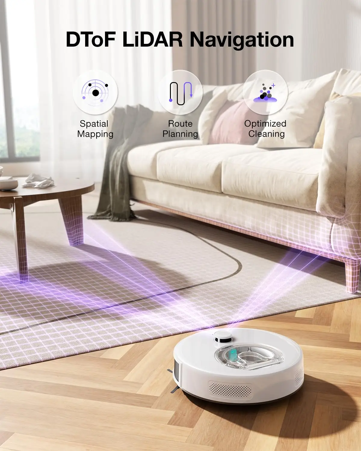 OKP L7 Wireless Robot Vacuum Cleaner, Precision Mapping with LiDAR & dToF Sensors, Ultrasonic Carpet Detection