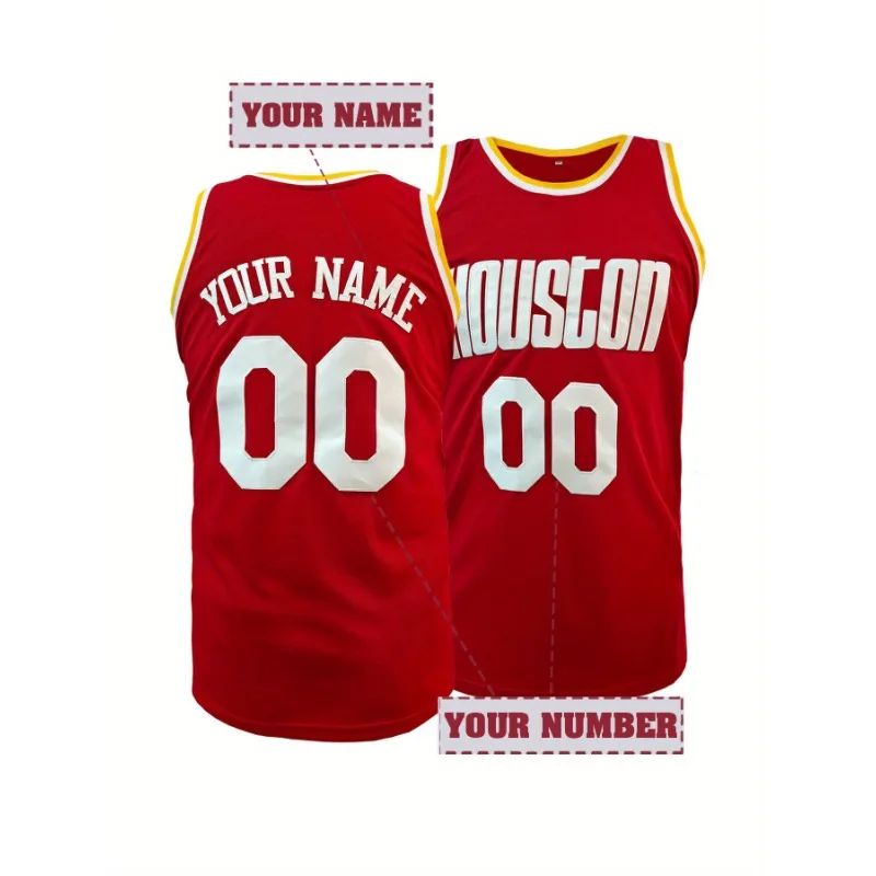 Customized Name and Number Basketball Jersey, Breathable Sleeveless Embroidery Sweatshirt Training Competition DIY Sports Tops