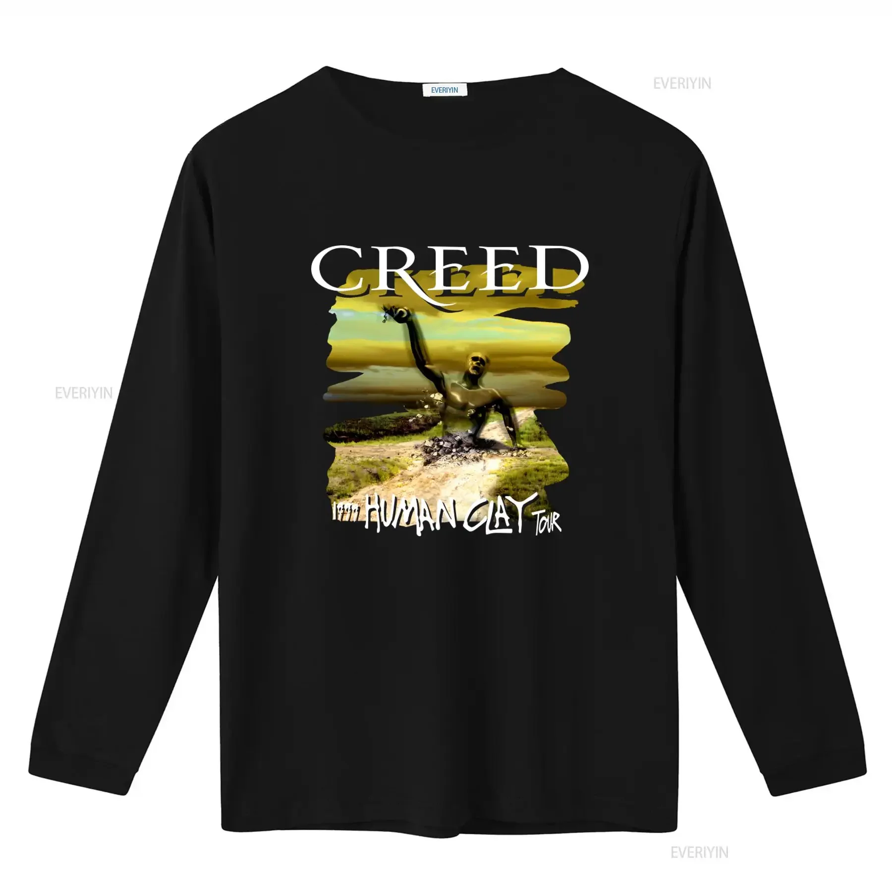 CREED HUMAN CLAY Tour Cotton T shirt Black S 5XL for  vintage Washed Slightly Versatile graphic Soft Comfortable streetwear