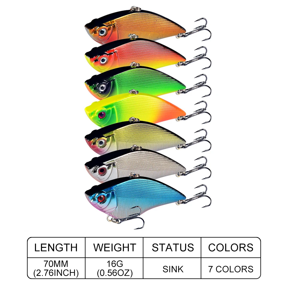 KoKossi 1PCS 7cm 16g Hard vib Fishing Lure deepwater Crankbait Wobbler Isca Artificial Bait 3D Eyes Leurre For Trout Bass