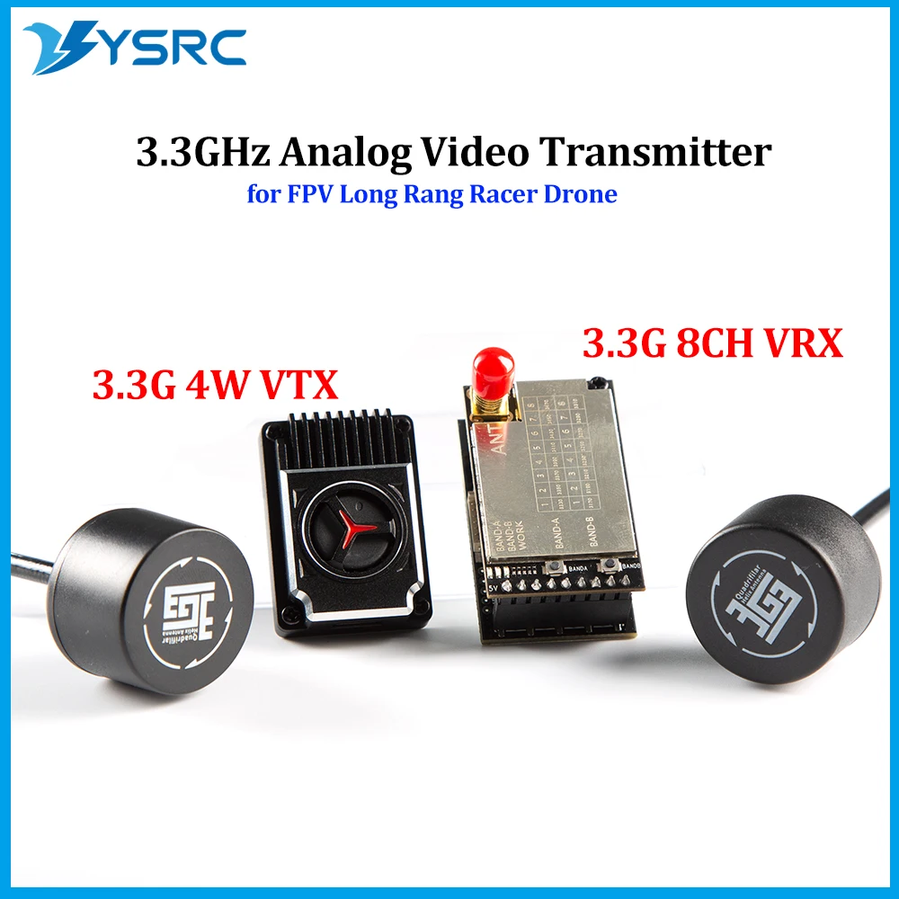 

Upgraded 3.3G 4W VTX Analog Video Transmitter 3170-3470MHz 3.3G VRX 8CH Video Receiver For skyzone/fatshark FPV Glasses DIY Part
