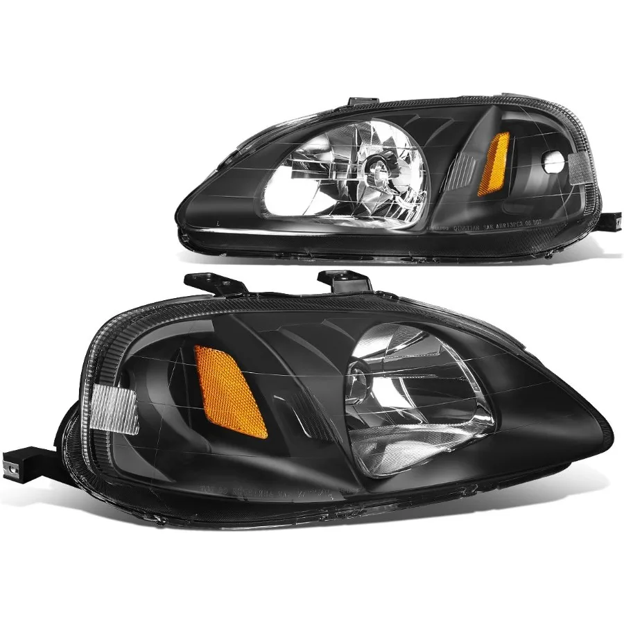 مجموعة مصابيح أمامية متوافقة مع 9900 Honda Civic Black Amber لتعزيز رؤية القيادة الليلية والجمالية الحديثة