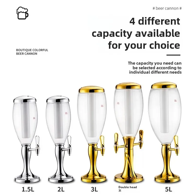 5L Double-Headed Wine Tower Commercial Beverage Barrel Luminous Bar Machine Drink Holder Event Drink Stand 3L