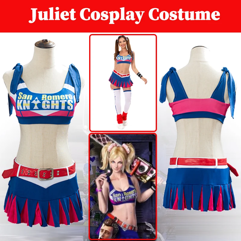 Disfraz de Juliet Starling Cosplay Lollipops, Conjunto Completo de Vestido Sexy y Accesorios para Juego de Rol de Mujer, Traje para Fiesta de Halloween