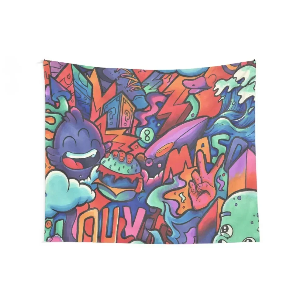 L O U V I C // Copic Marker Doodle Tapestry Wall Hanging Wall Wall Deco Room Decorations Aesthetics Japanese Room Decor Tapestry