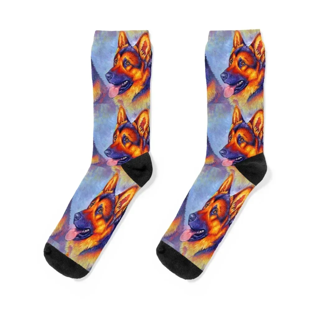 Courageous Partner - Colorful German Shepherd Dog Socks Running colored Boy Socks Women's