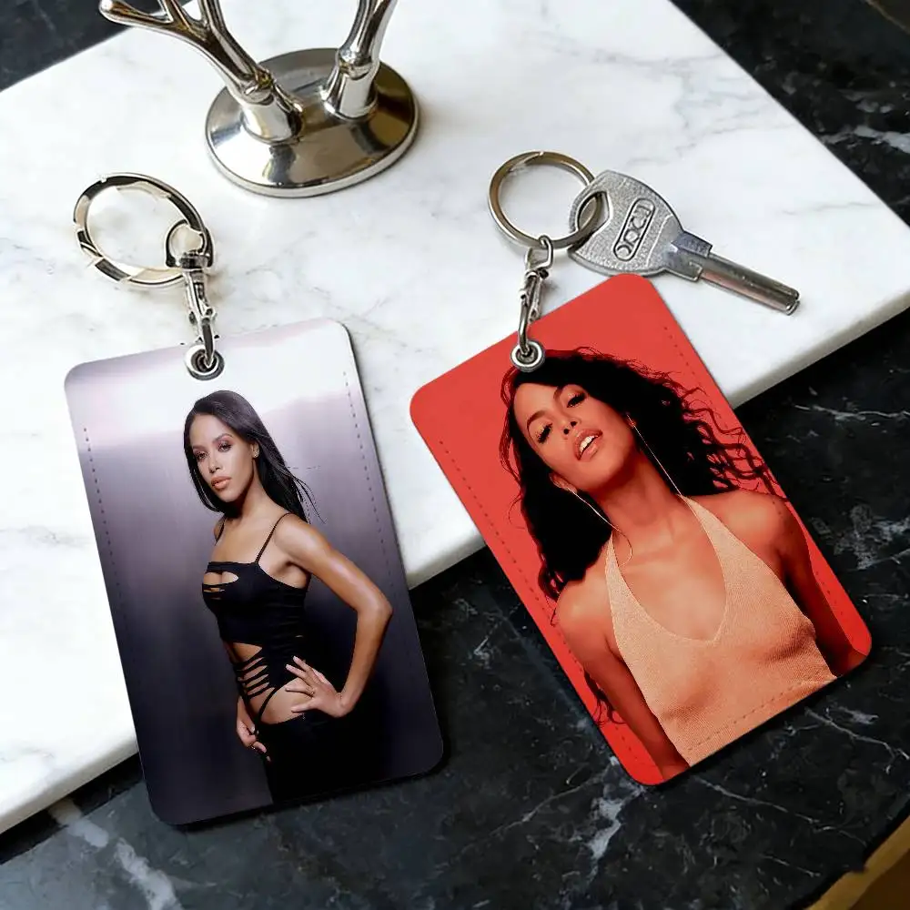 Singer A-Aaliyah Actress Card Holder Keychain Badge Holder ID Card Pass Hang Rope Lariat Lanyard for Key Rings Accessories Gift