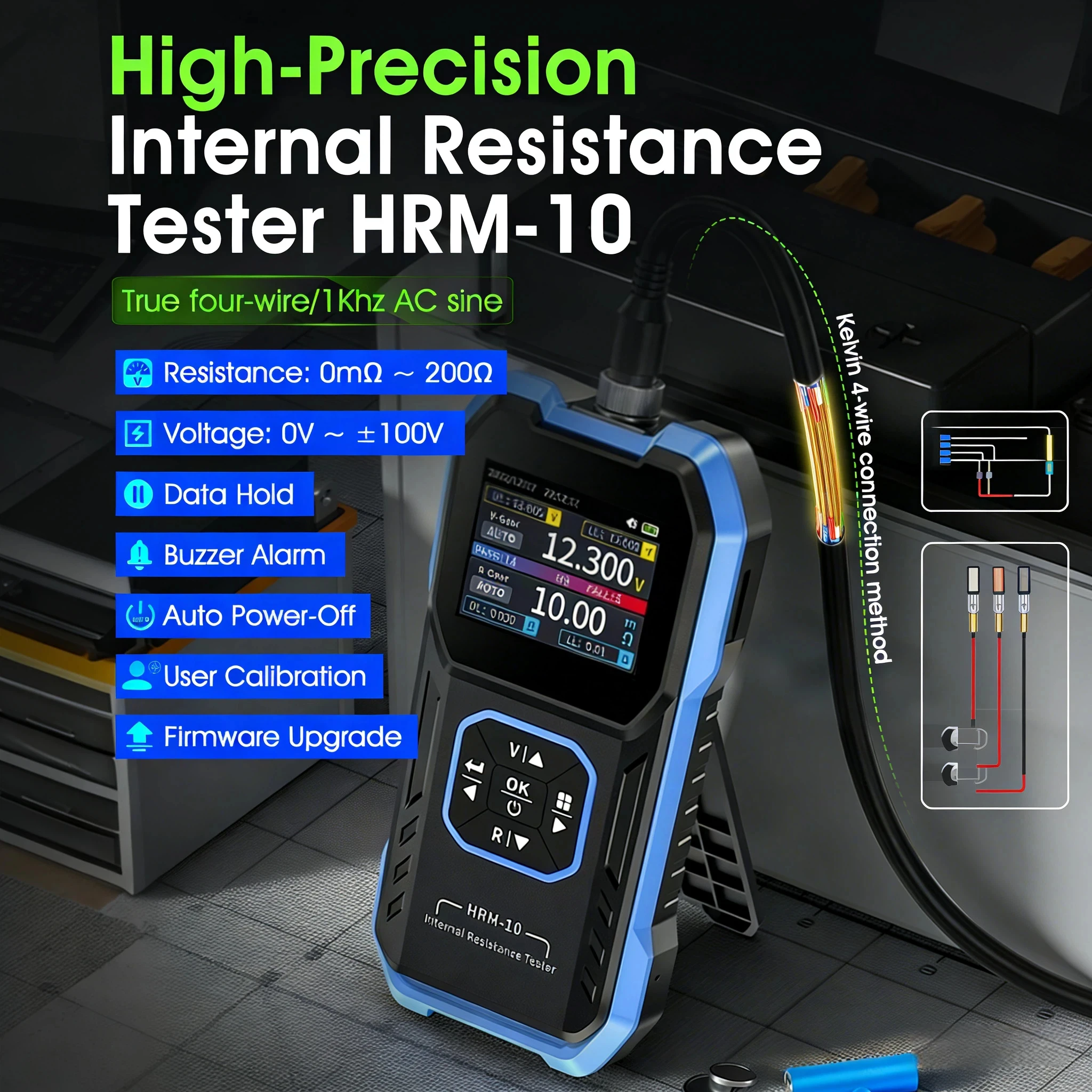 Internal Resistance Tester Internal Resistance Meter 100 V 200Ω Internal Resistance Tester for Li/Lab/Zine Battery etc