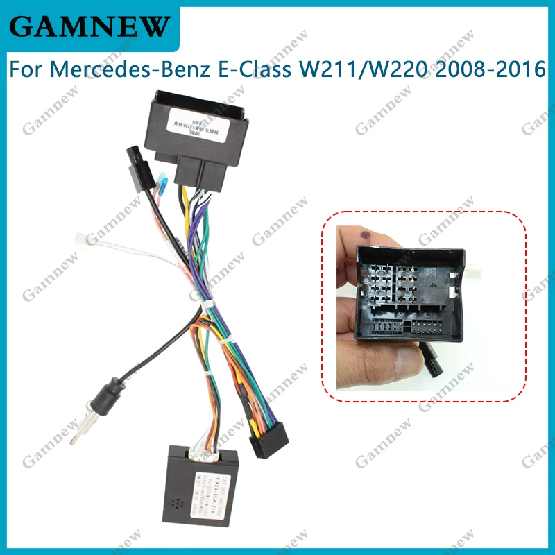 Car Audio 16PIN DVD Player Power Calbe Adapter With Canbus Box For Mercedes-Benz E-Class W211/W220 Stereo Plug