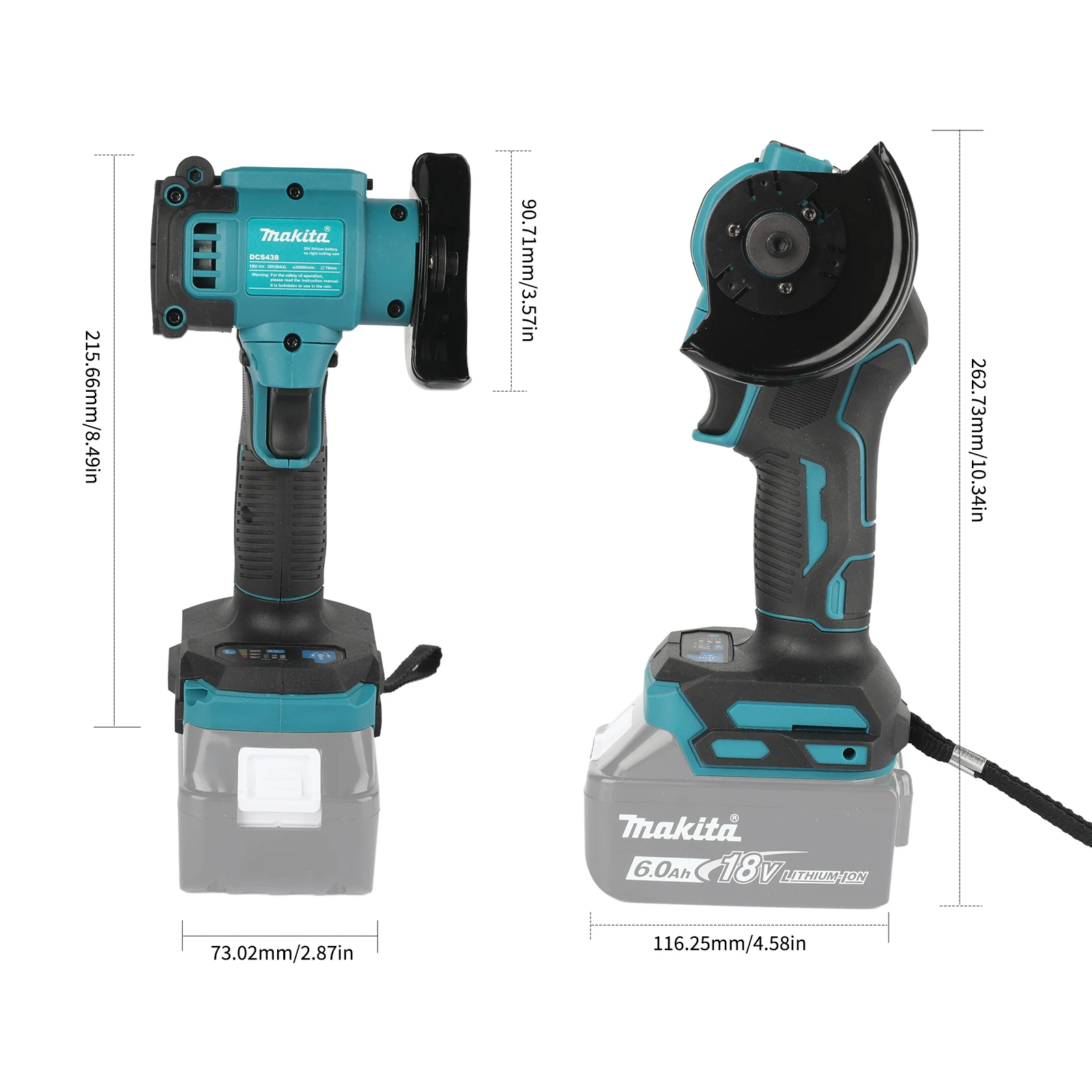 Makita DCS438 18V Cordless Angle Grinder 3 Inch, Mini Polishing Grinding Machine Electric Cutting Tool for Small Works DIY