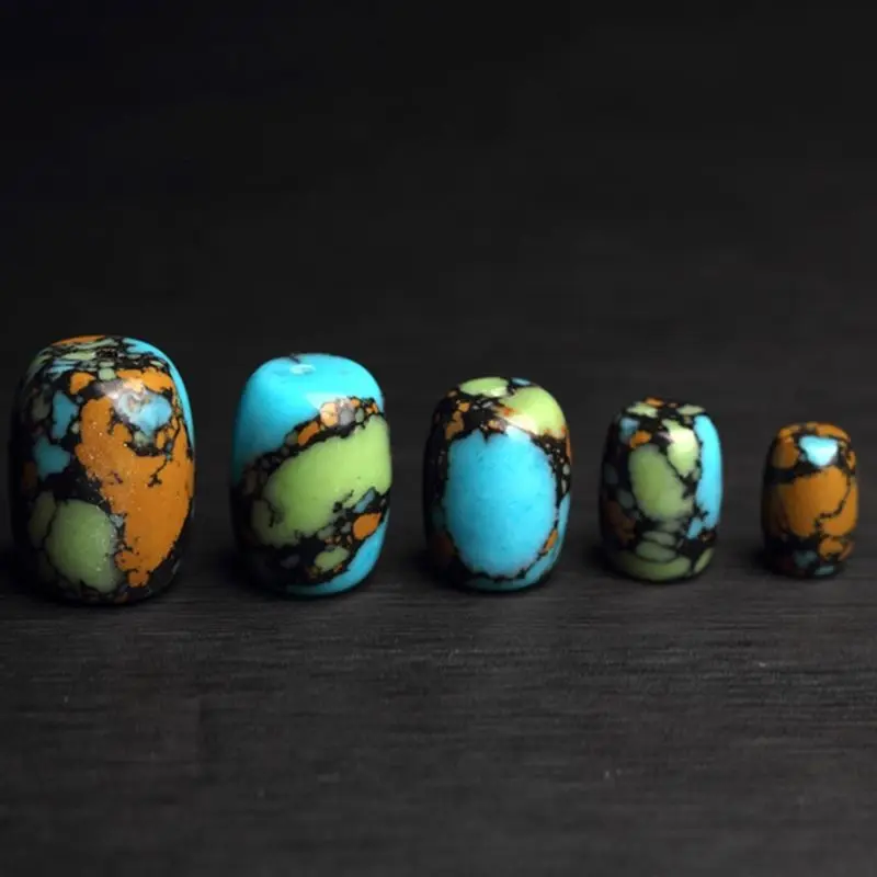 Turquoise Tricolor Barrel Beads