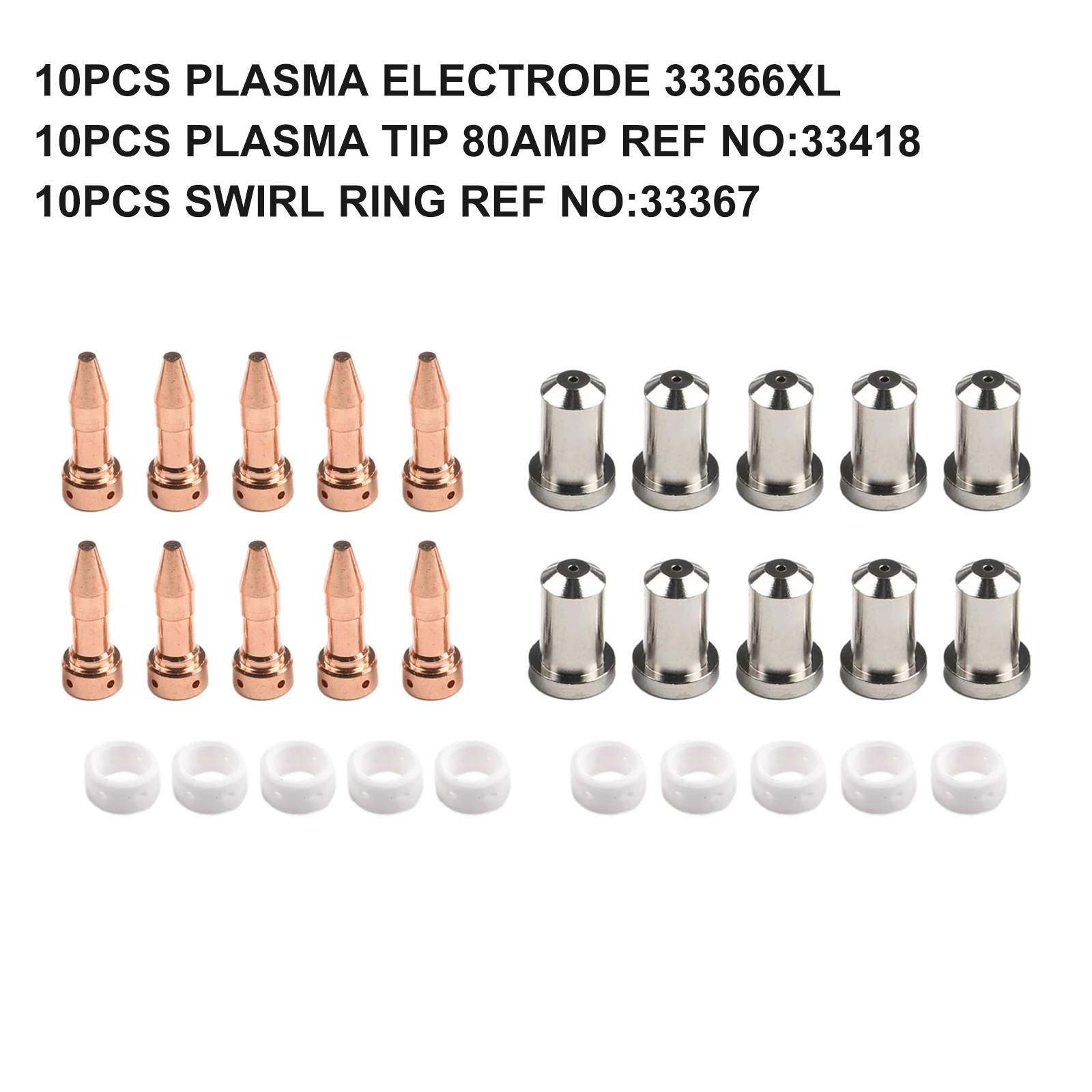 

PT-23/27 Plasma Cutter Consumables Electrode Tip 80Amp Nozzles 33366XL 33367 33418 Ring 33367 Welding Consumable