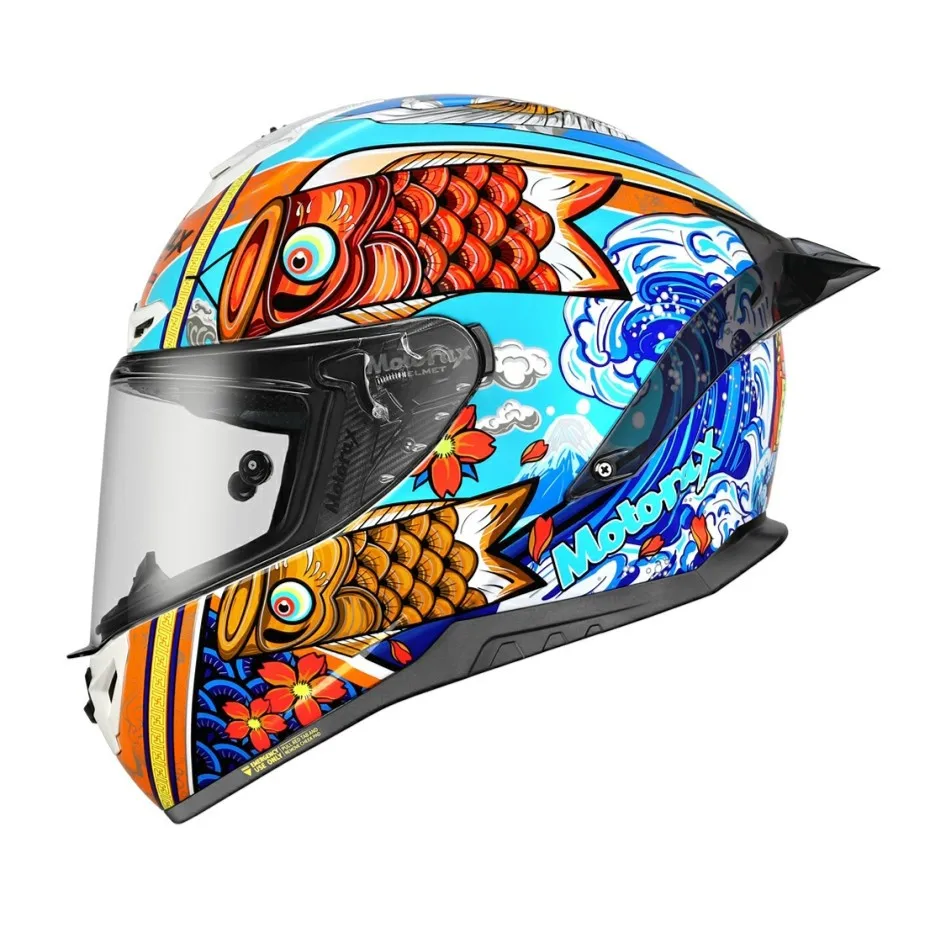 

MotoraxR50S Koi Fish Starry Sky Black Helmet for Men and Women Four Seasons Cool Motorcycle Full Helmet.