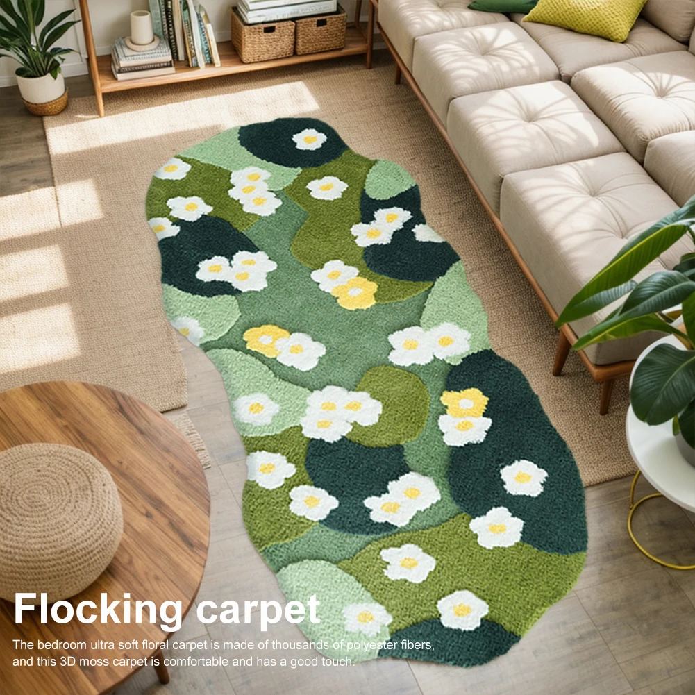 

Nordic 3D Lawn Moss Rug Carpet Fluffy Green Forest Irregular Floor Mat Moss Carpet Three-Dimensional Flocking Bedroom Rug Mat