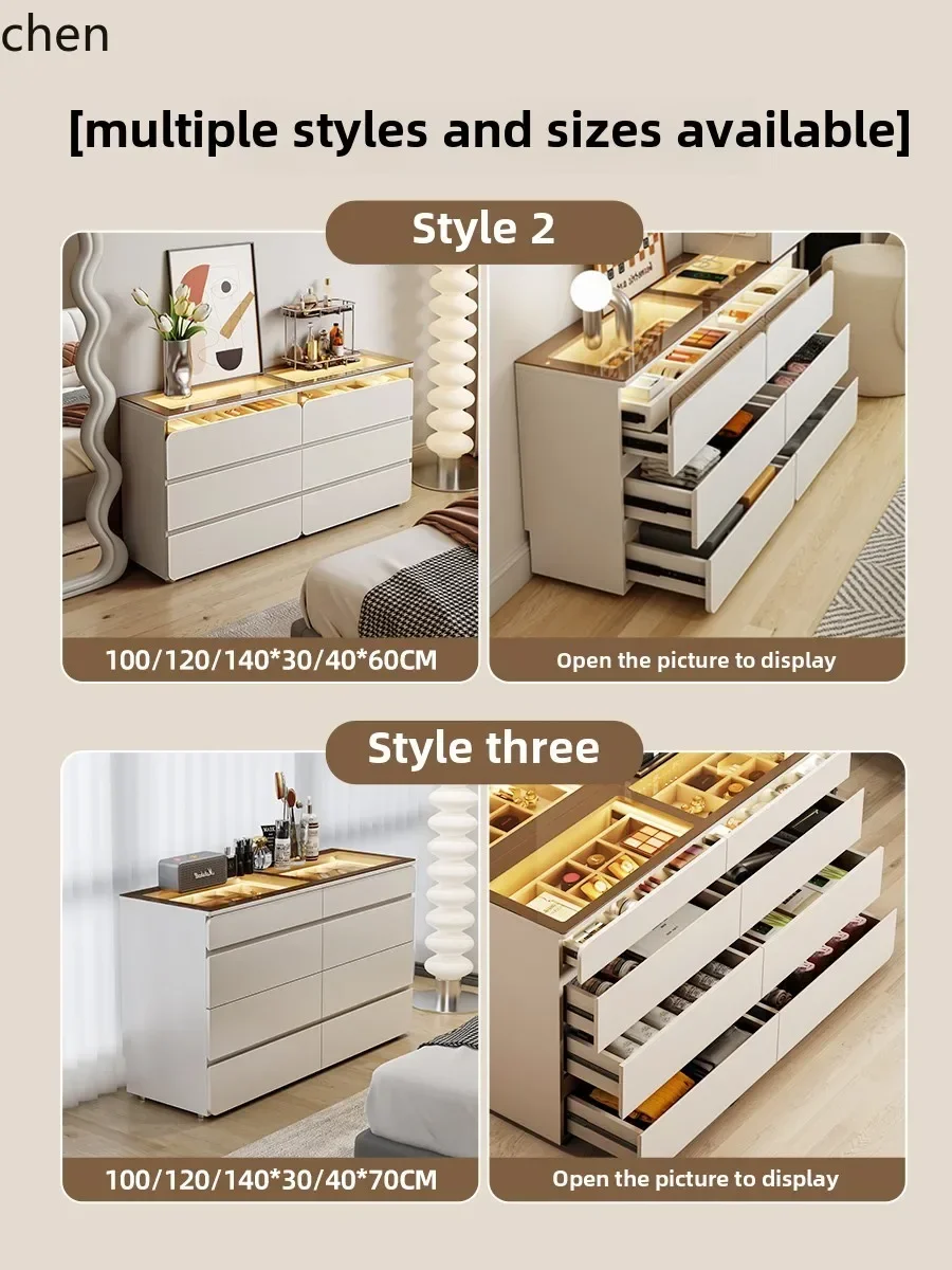 q-1  cream wind bed tail chest, bedroom large capacity sixbucket drawer storage cabinet, narrow and ultrathin 30cm