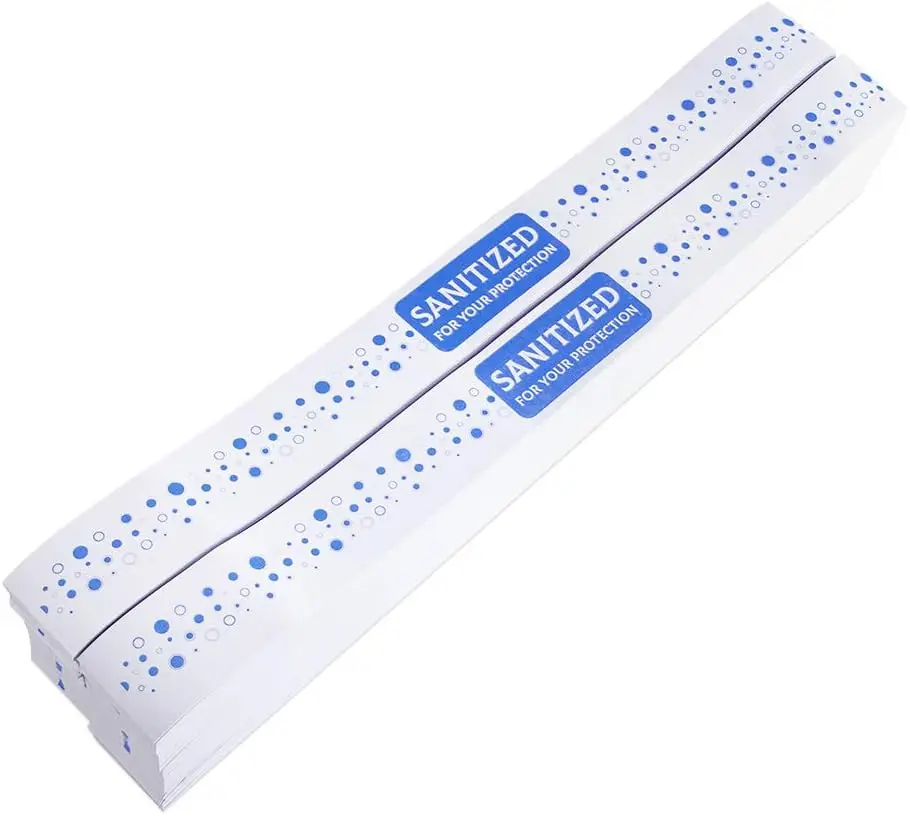 

Наклейки на сиденья унитазов с принтом, 16,5 дюймов в ширину x 1,5 дюйма в глубину, для отелей и мотелей, упаковка 1000 штук.