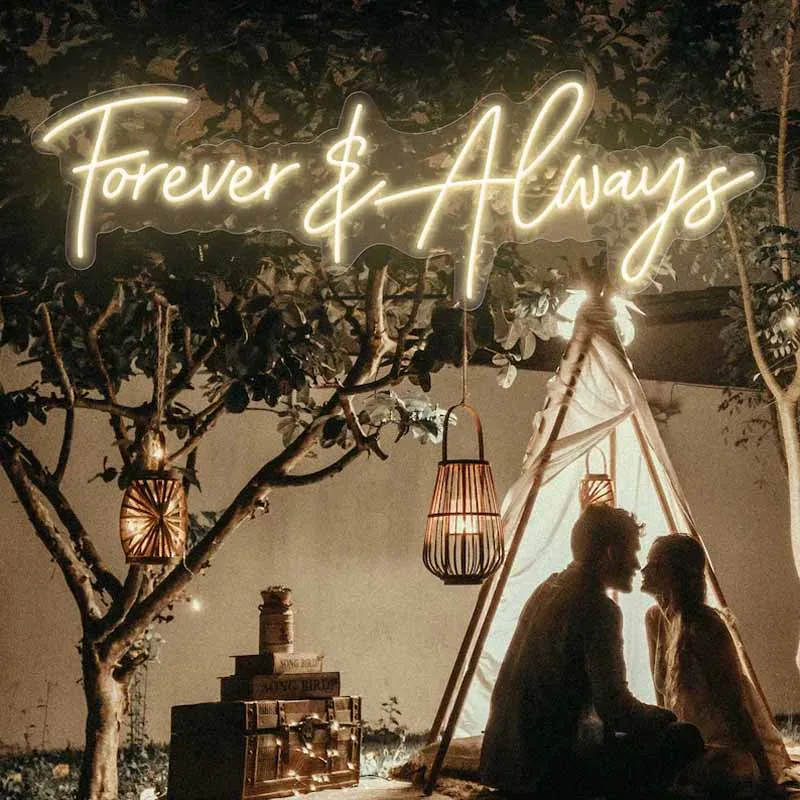 Forever & Always Wedding Neon Sign, Wedding Decor, Personalized Gifts, Wall Art, Custom Neon Sign, Gift For Her, Engagement Gift