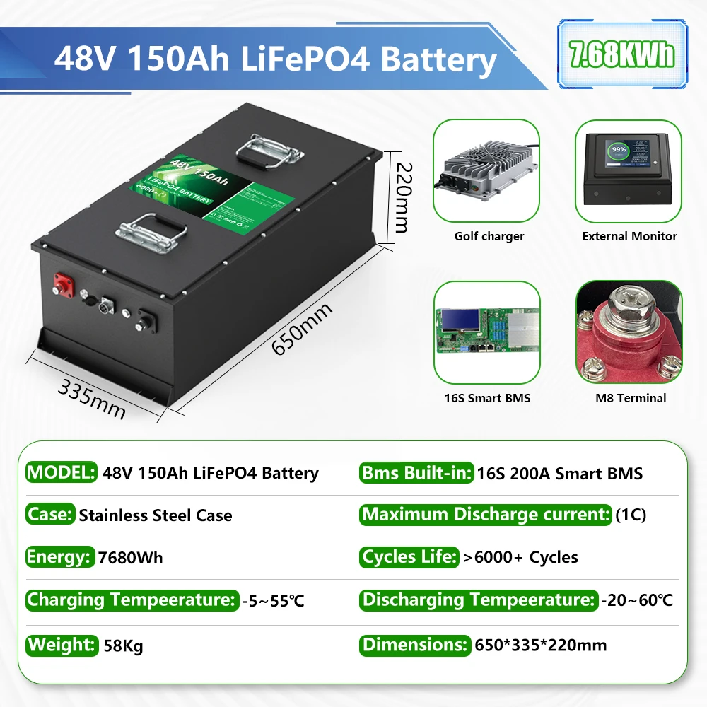 Batterie Lithium LiFePO4 48V 150Ah pour voiture de golf 4