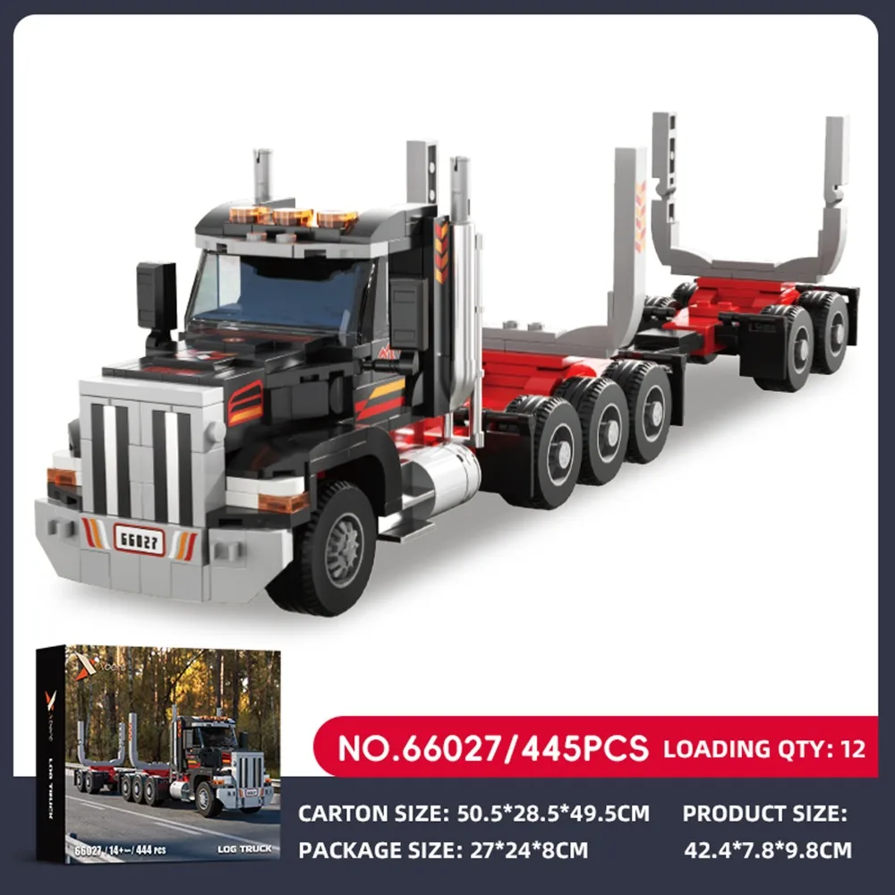 445PCS Amerikanischen Lkw Kopf Holz Transport Auto Modell Bausteine Set Desktop Display Bildungs Bau Spielzeug Geschenk