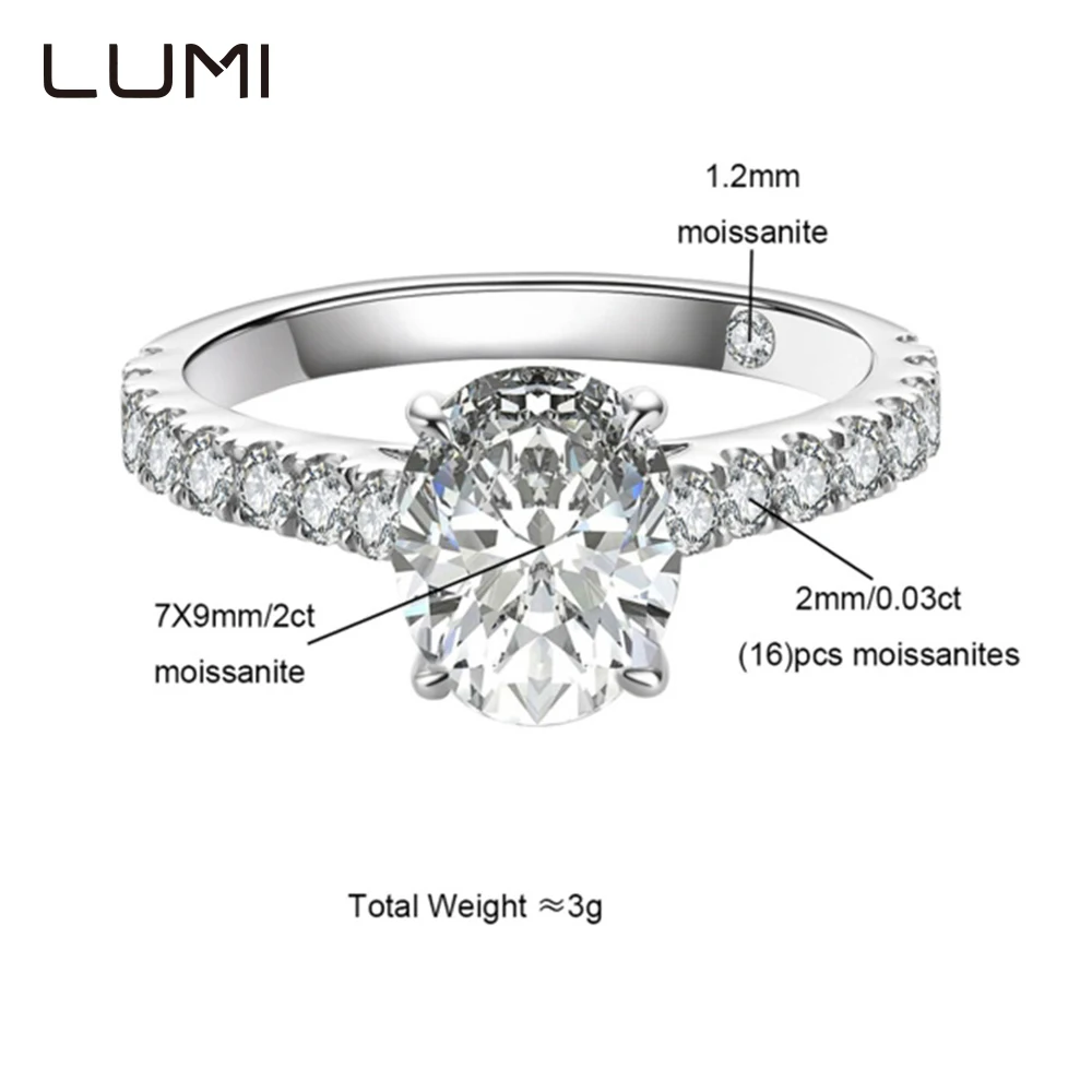 

Luxury 2-3cctw Oval Moissanite Pure 925 Silver Lady Ring Sparkling Lab diamond Fine Jewelry Party Anniversary Gift