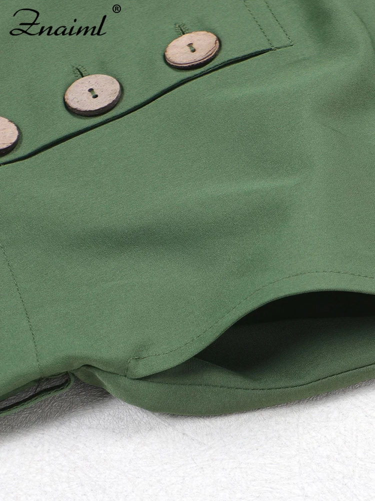 Znaiml-Top corto ajustado con tirantes anchos fruncidos y hombros descubiertos para mujer, pantalón de pierna ancha, ropa de calle de verano, conjuntos a juego, color verde, 2 piezas