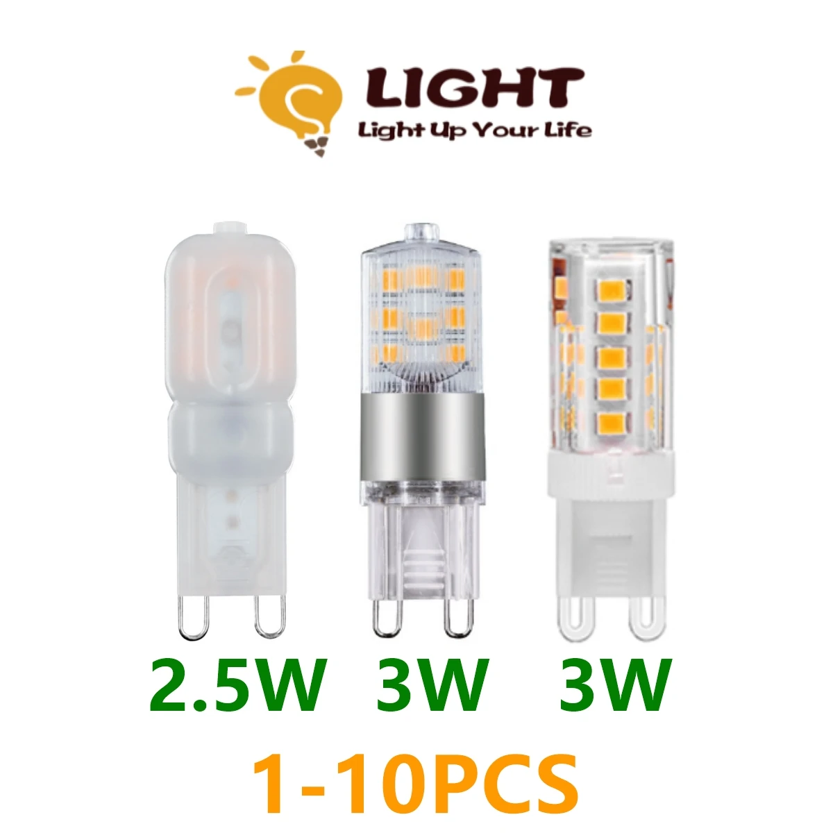 

1-10PCS LED Mini G9 Corn lamp AC220V 2.5W 3W super bright without strobe Crystal lamp can replace 20W 50W halogen lamp