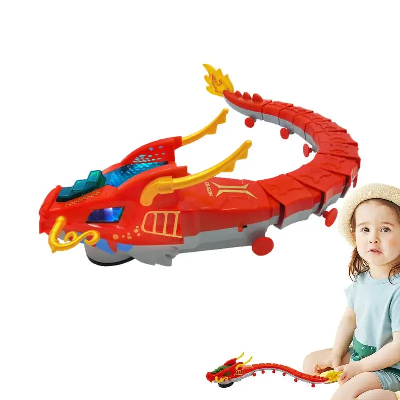 Cartoon Dragon Gebouw Cartoon Dragon Blokken Met Omni-Directionele Wiel Grappige Dragon Speelgoed Met Slang Lopen Voor Kinderkamer Leven