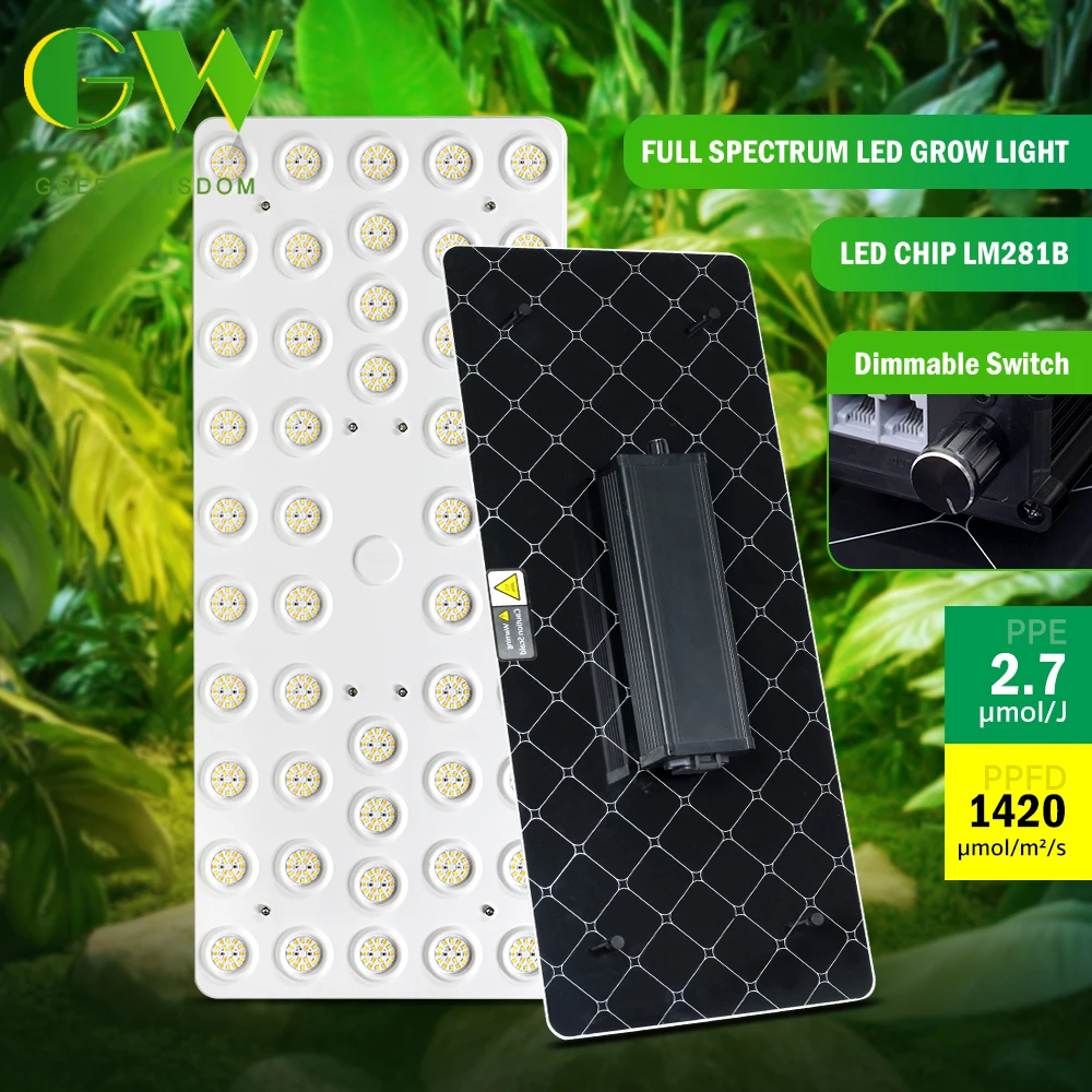 

100W 200W Dimmable Switch AC100-277V High PPFD Full Spectrum Professional LED Chip LM281B Aluminium Lamp Body LED Grow Light