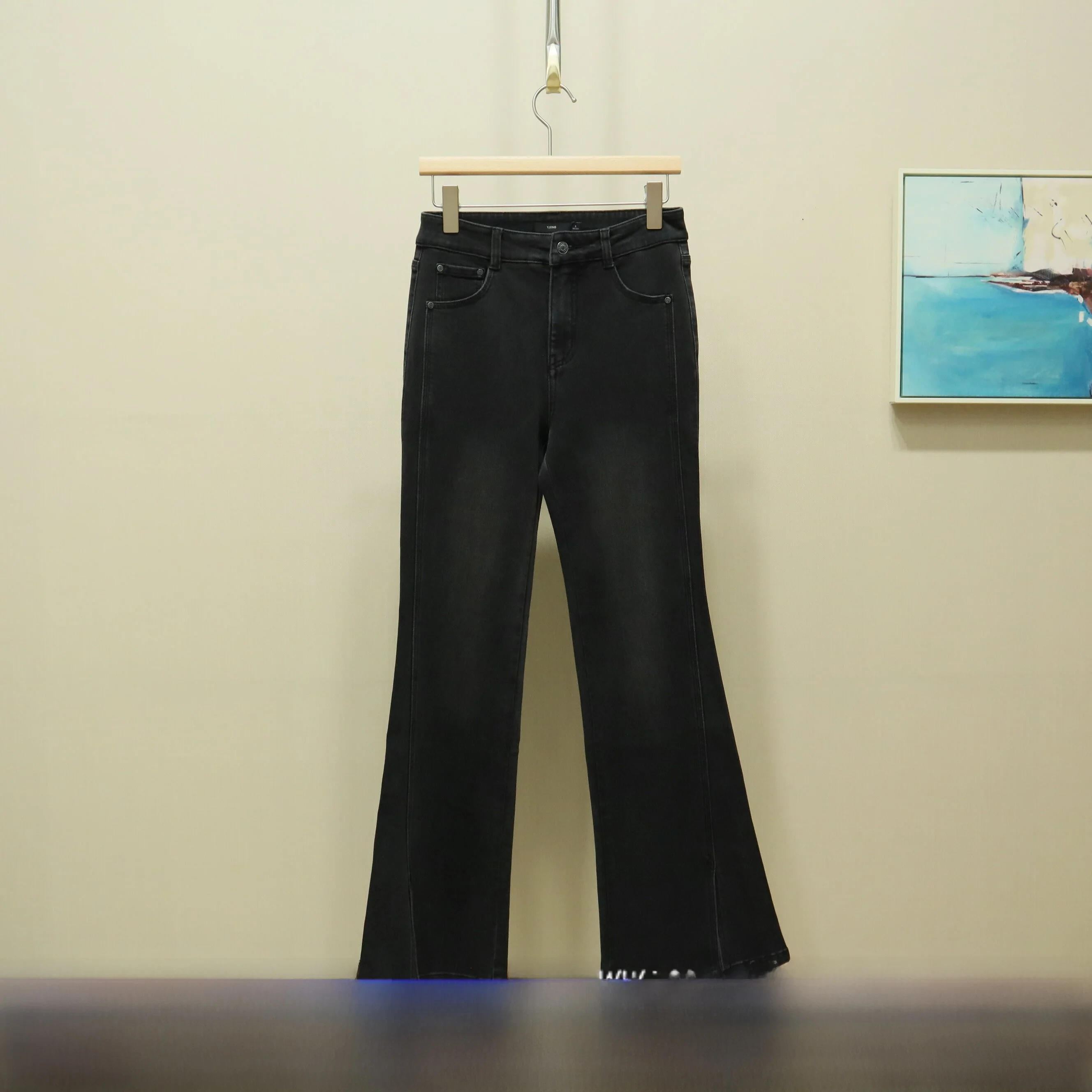 

High Waist Flared Jeans Women's Spring New Sle Casual Cotton Polyester Viscose Spandex Blend Button Fly Pants