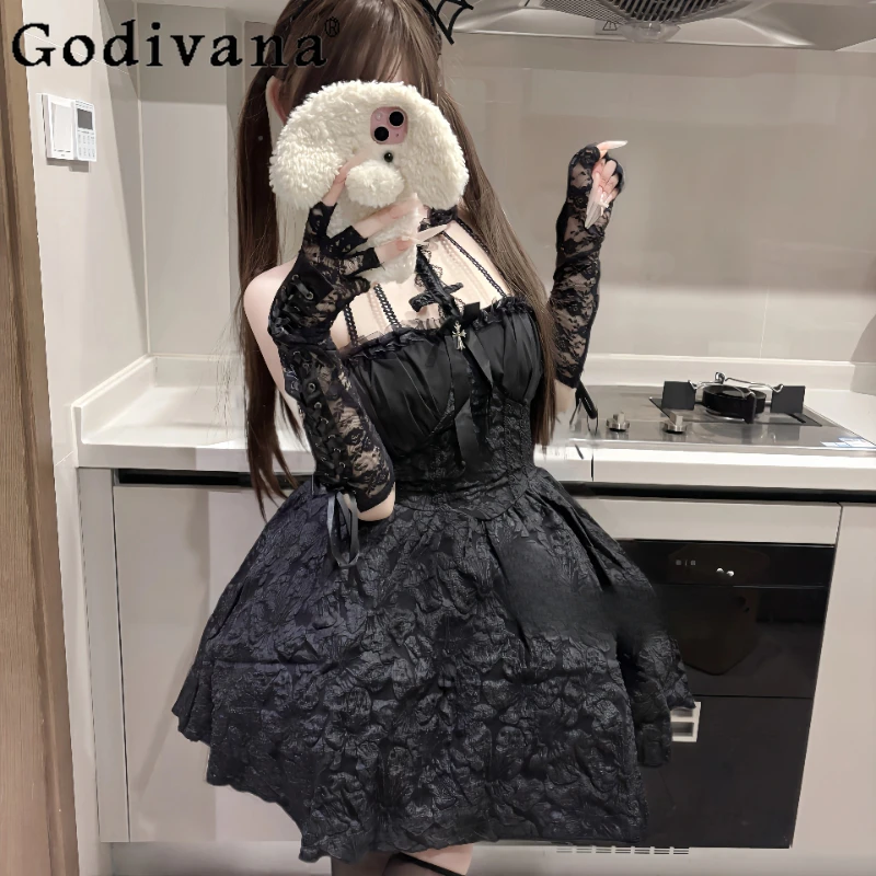 

Dark Style Japanese Cute Dress for Women Pure Desire Cosplay Little Devil Dress Female Uniform Lace Halloween Maid Costume