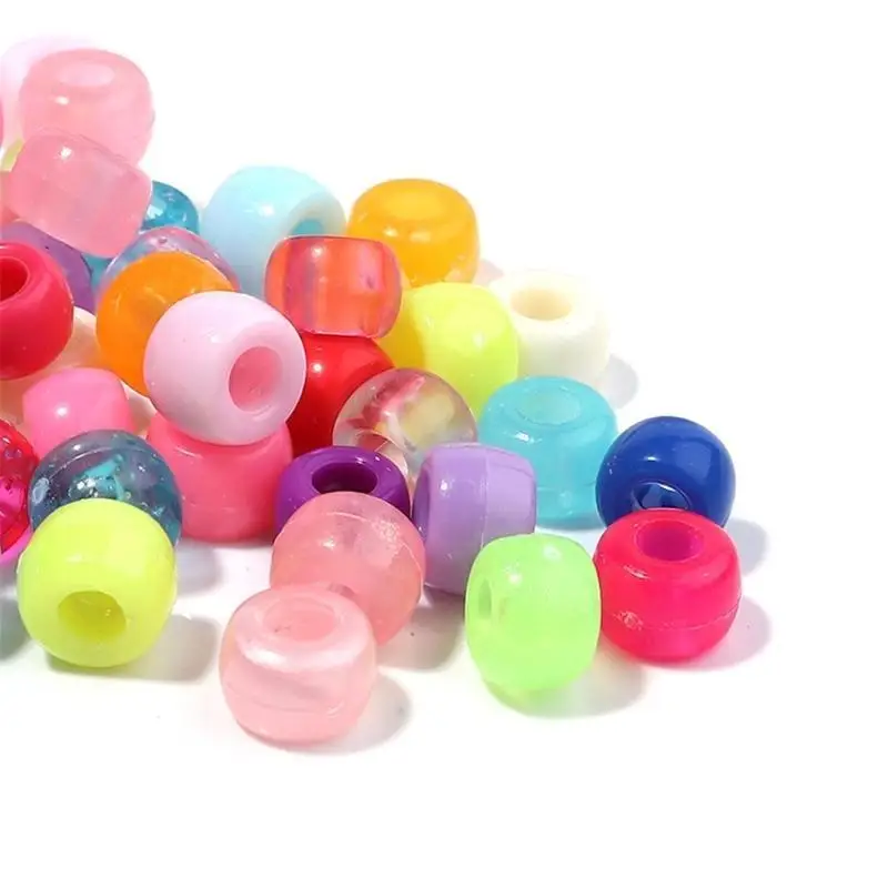 652F 200pcs Colorful Acrylic Hair Beads for Kids Girls Braids Glow In Dark Round Braiding Beads for DIY Hair Accessories