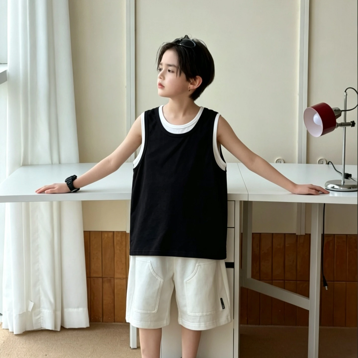 Boys T-shirt 2026 Spring and Summer New Children's Clothing Korean Style Boy Baby Design Feeling False Two Loose Sleeveless Vest