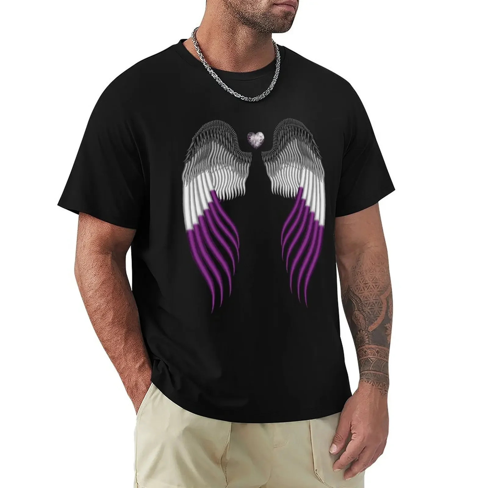 Asexual pride wings T-Shirt vintage quick drying customs t shirts for men cotton