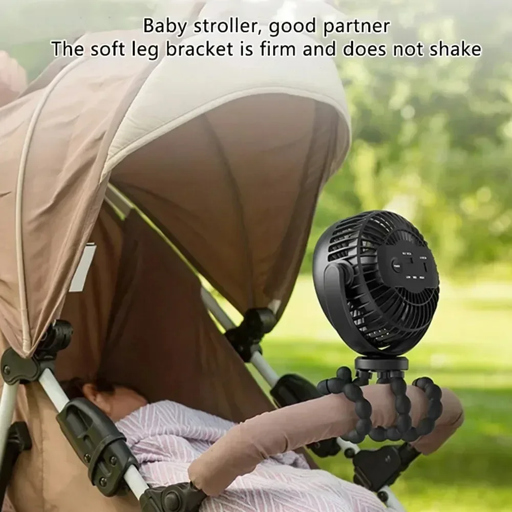 New 5000 mah multi-functional stroller Mini fan Portable USB charging small fan Mobile phone seat outdoor handheld Octopus fan