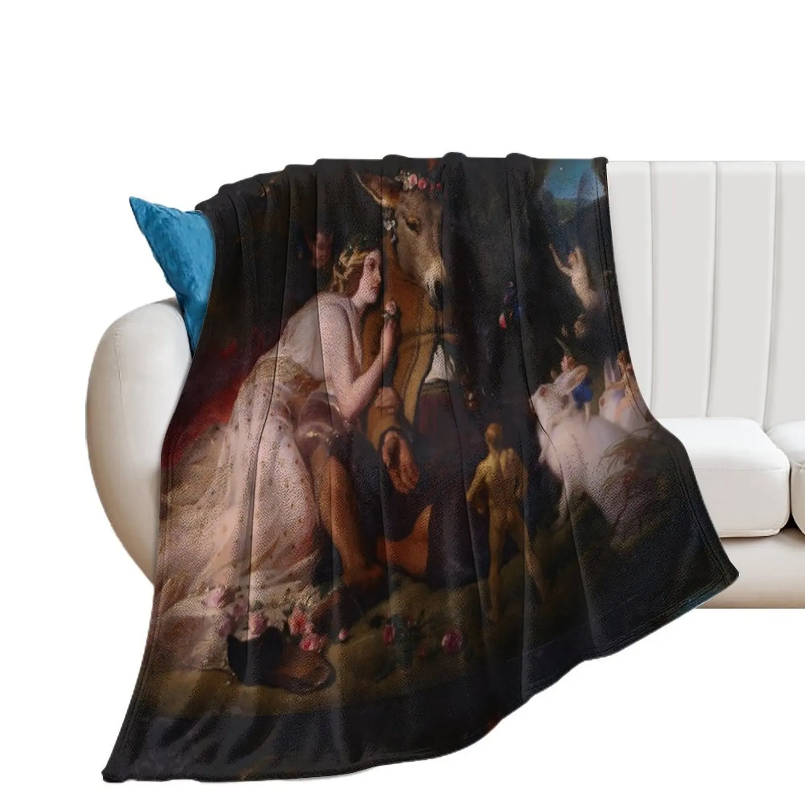 Titania and Bottom, A Scene from a Midsummer Nights Dream by Edwin Landseer Throw Blanket Polar Kid'S Thins Beach Blankets