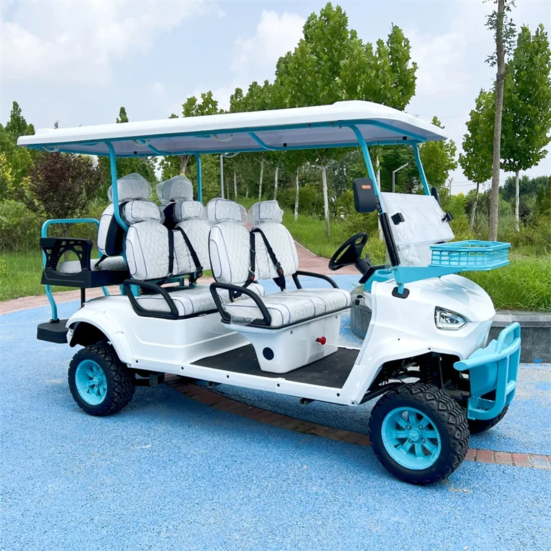 Off Road 4 Wheel Electric Golf Cart 4+2 Seats 6 Passengers 5kw 60V Lead acid Or Lithium Battery Golf Buggy