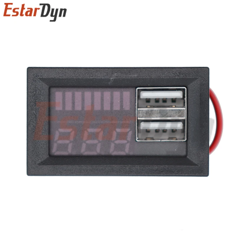 Double USB Digital Display Voltmeter Battery Tester Panel For DC 12V Cars Motorcycles Vehicles USB 5V 2.1A Output