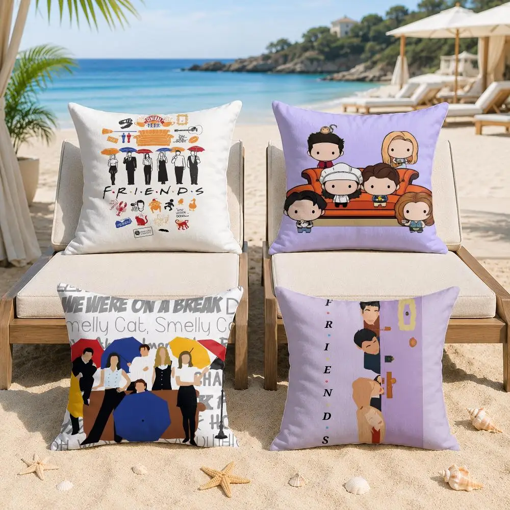 Classic F-Friends Tv Show Cushion Cover Silky Short Plush Invisible Zipper Dustproof Sofa Pillow Case For Home Decor