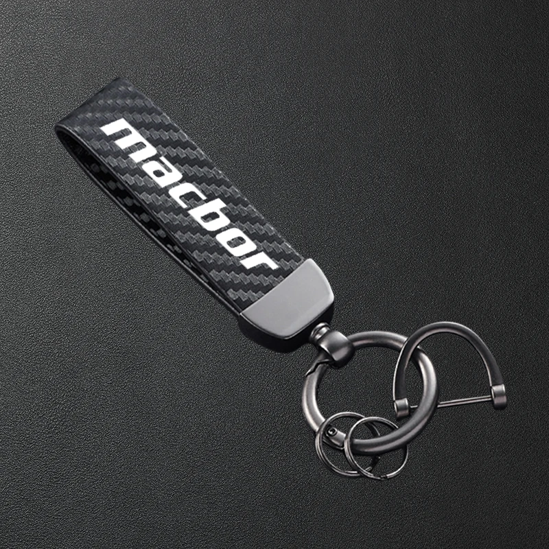 For Macbor Montana XR5 510 Rockster Flat 125 XR1 125EVO High-Grade Carbon Fiber Patterned Motorcycle Keychain Metal Keyring