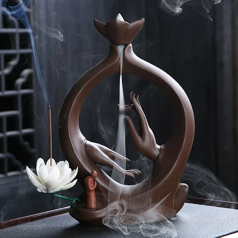 

With 10pcs Incense Cones Backflow Incense Burner Incense Stick Censer Home Decoration