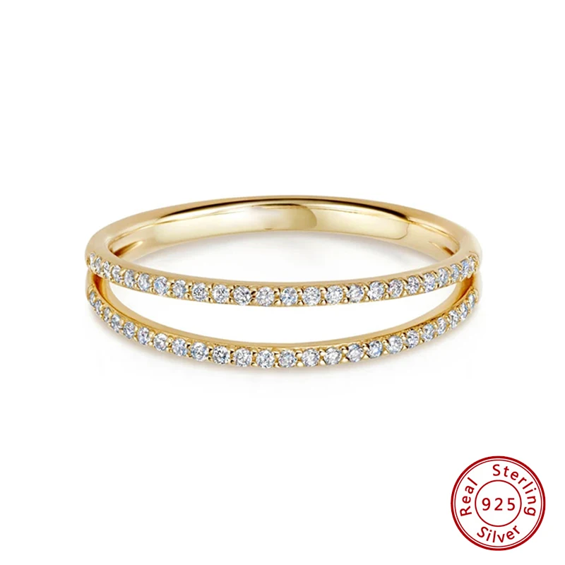 

Кольцо из стерлингового серебра 925 пробы с оригинальным сертификатом, двойным рядом циркониев, для женщин, роскошное модное украшение, бесплатная доставка.