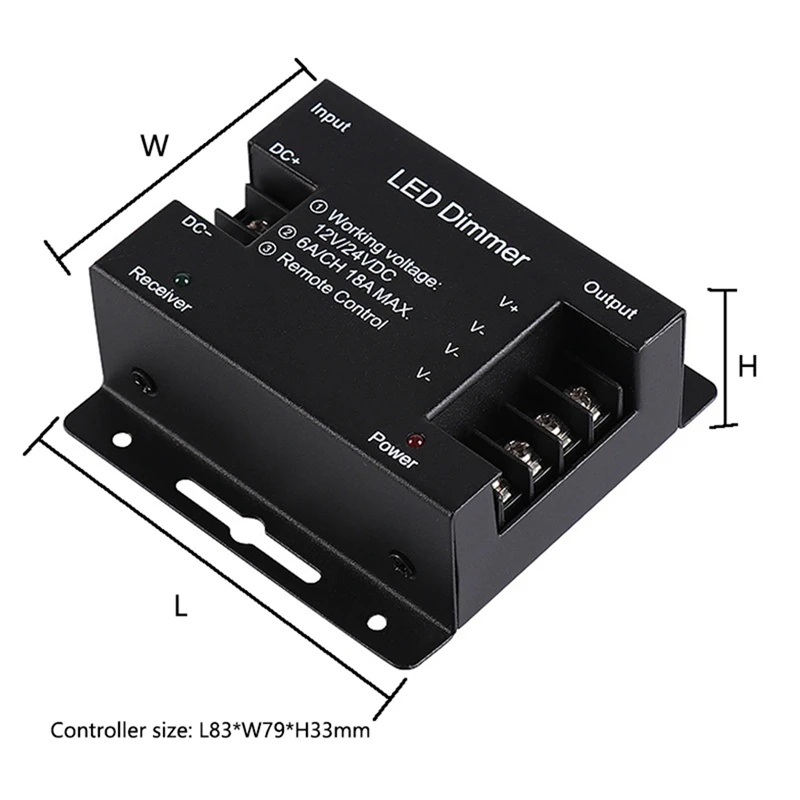 Controlador monocromático LED de 18A, atenuador de 12V y 24V con Control remoto táctil inalámbrico RF para barra de luz de un solo Color