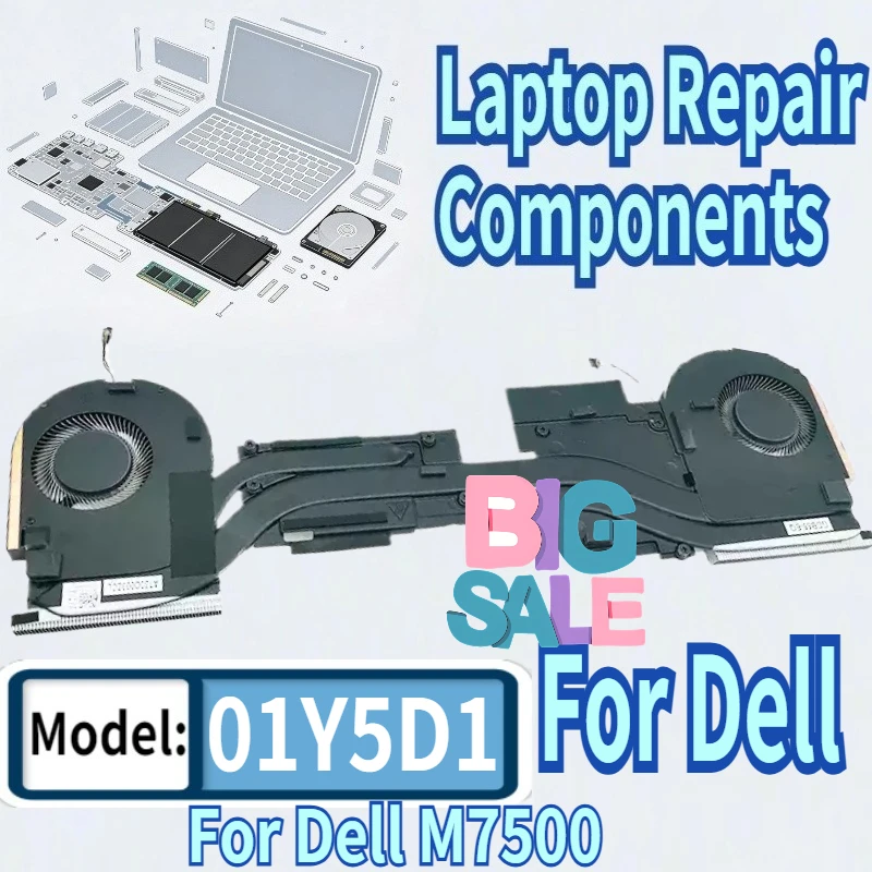 

For Dell M7500 Workstation Radiator Fin Module Heatsink With CPU GPU Fan 1Y5D1 01Y5D1 CN-01Y5D1
